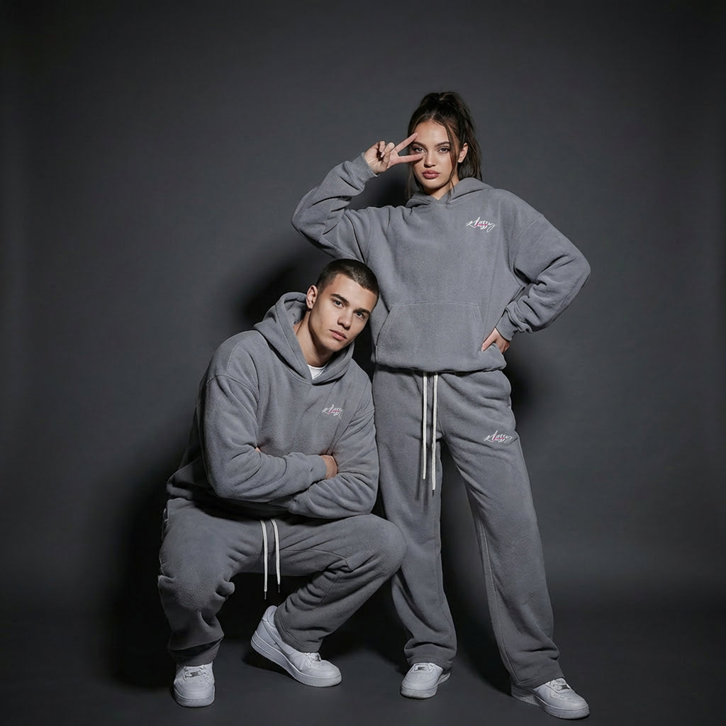 Gray Oversize Fleeced Hoodie