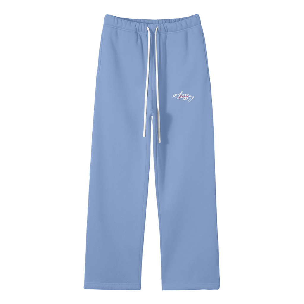 Pantalones rectos de polar azul medio unisex de Streetwear