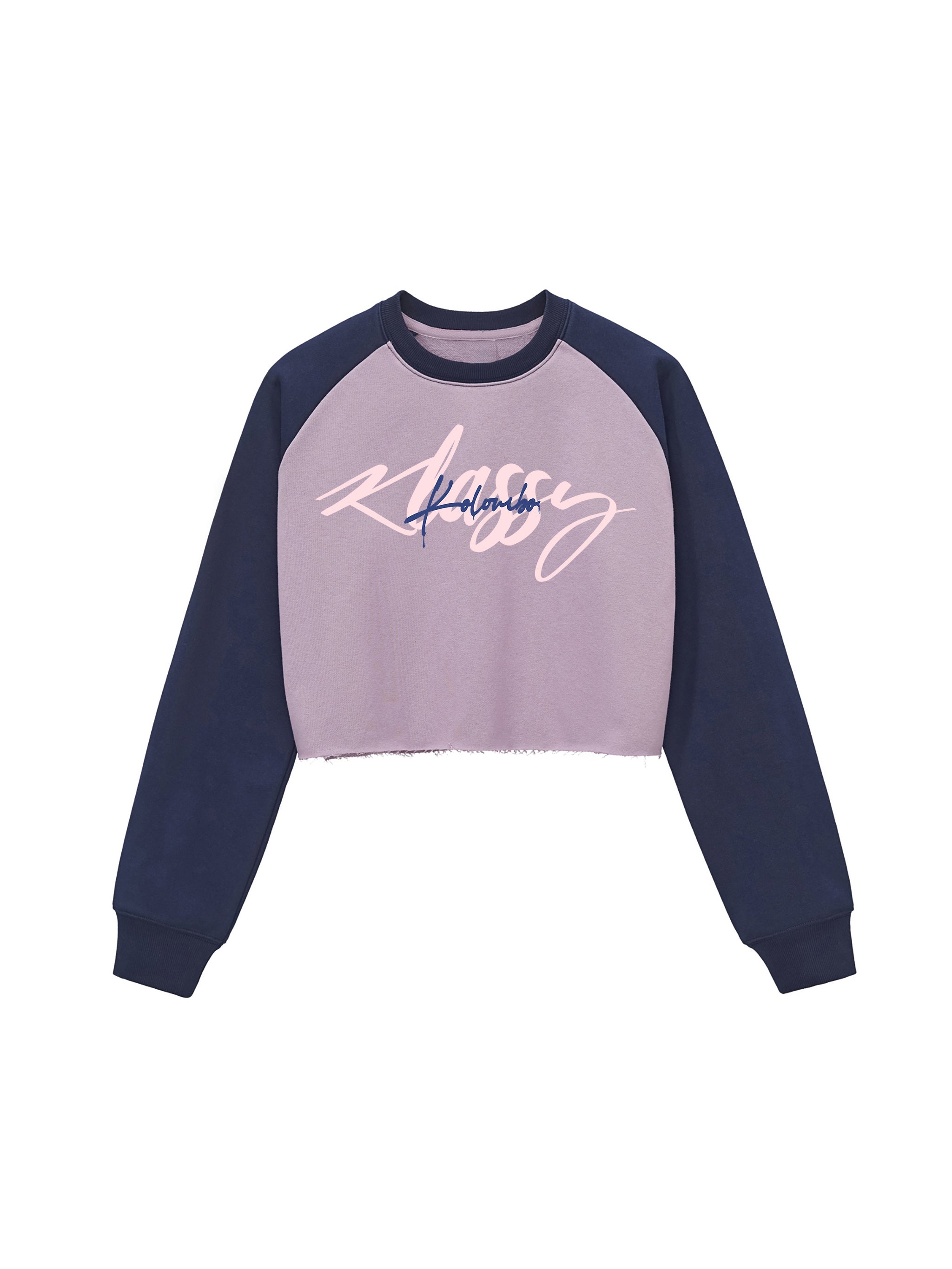 Raw-Hem Color-Block Raglan Crop Sweatshirt
