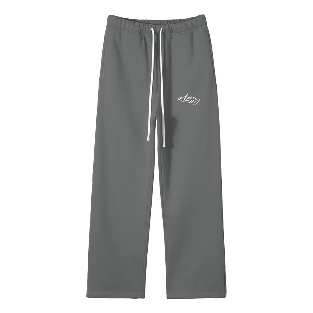 Pantalones rectos unisex de polar gris de estilo urbano