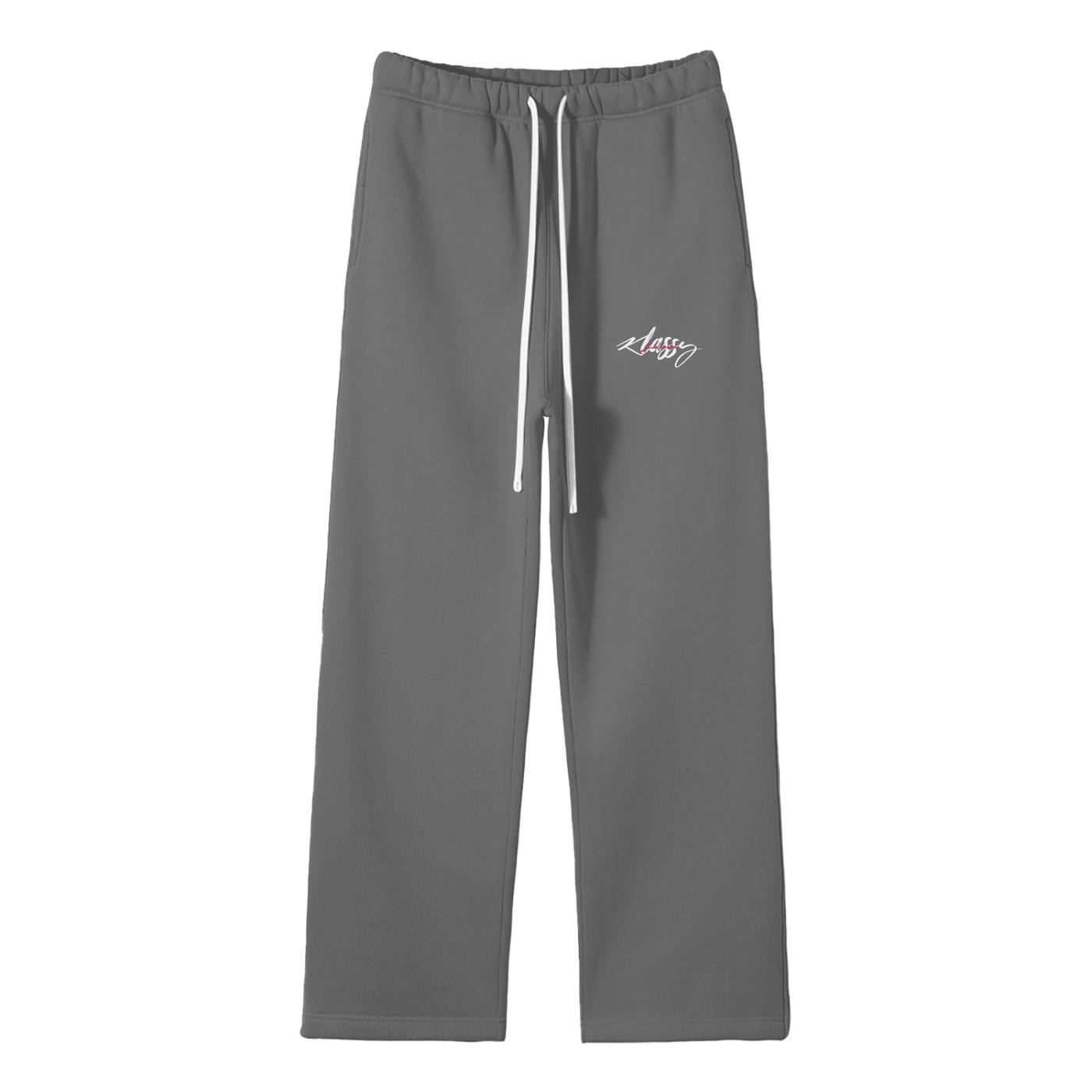 Streetwear Unisex Gray Fleece Straight Leg Pants