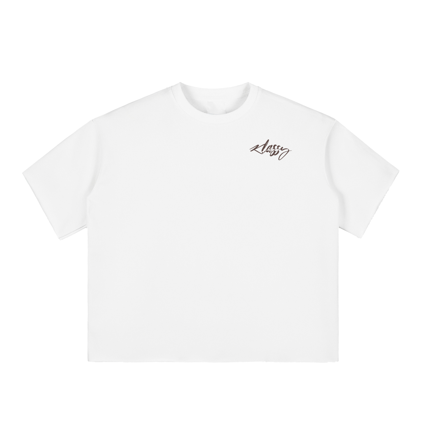 Boxy Half-Sleeve Raw-Edge T-Shirt