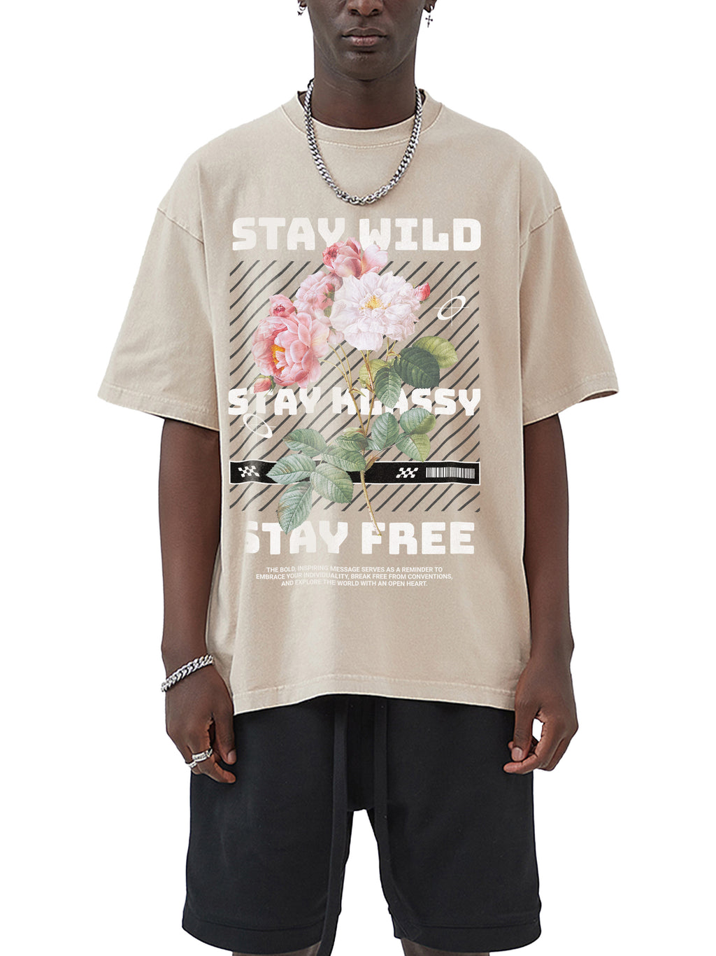 Camiseta extragrande con lavado ácido Stay Wild