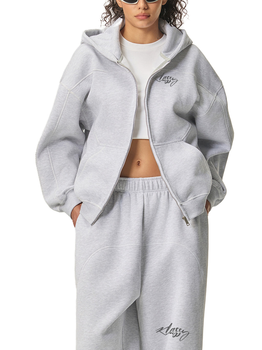 Contrast Stitched Boxy Fleece Hoodie