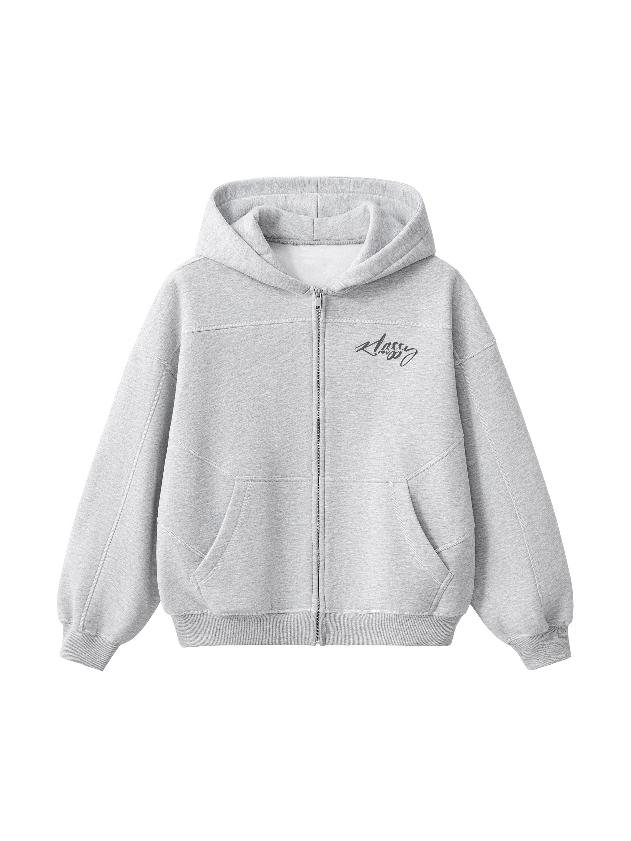 Contrast Stitched Boxy Fleece Hoodie