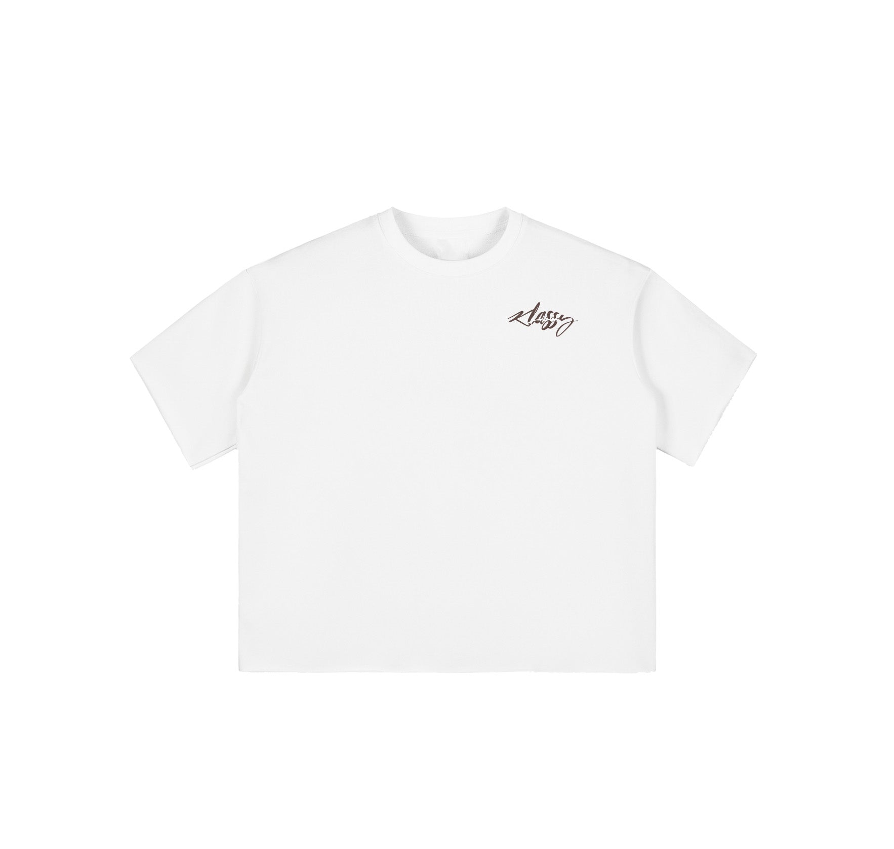 Boxy Half-Sleeve Raw-Edge T-Shirt