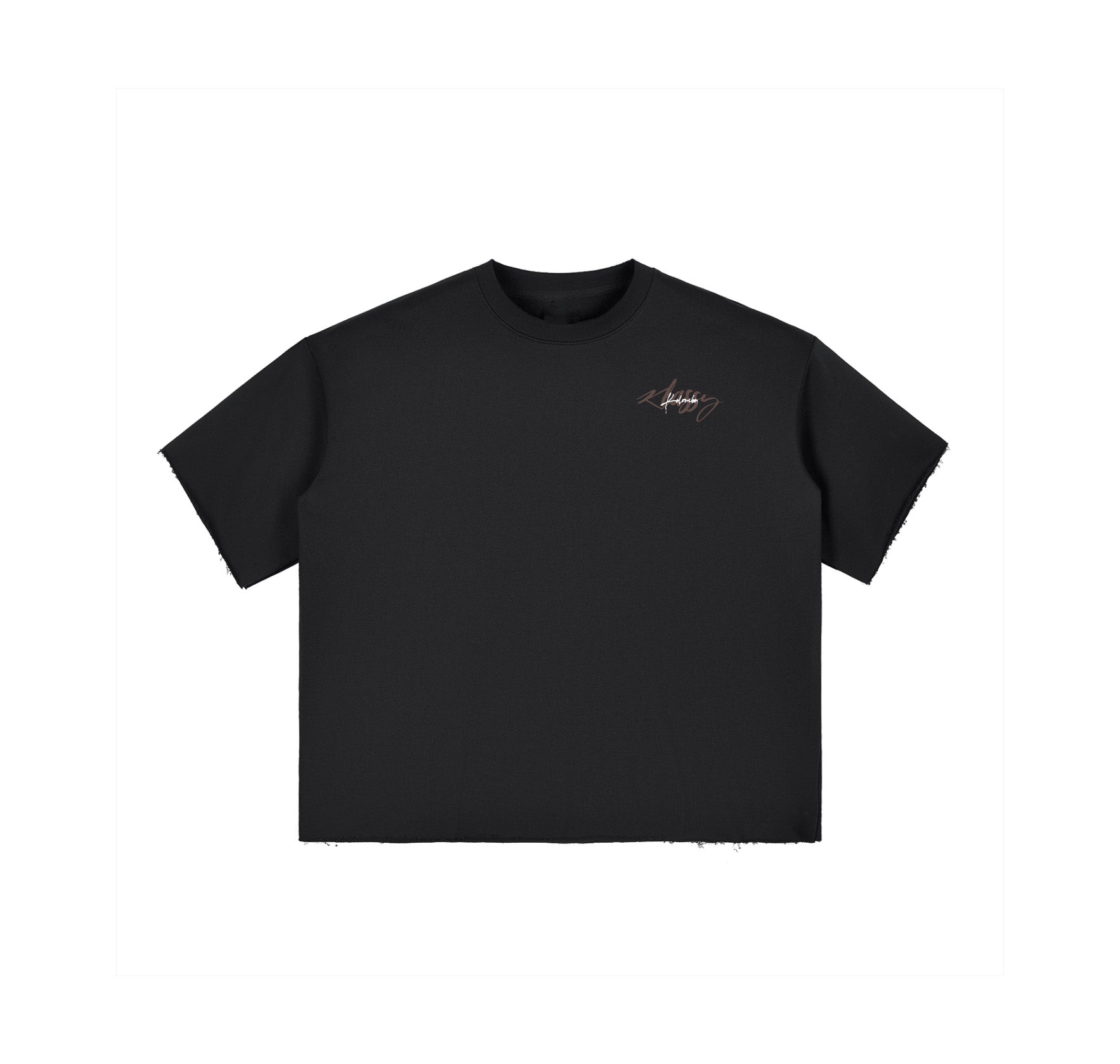 Boxy Half-Sleeve Raw-Edge T-Shirt