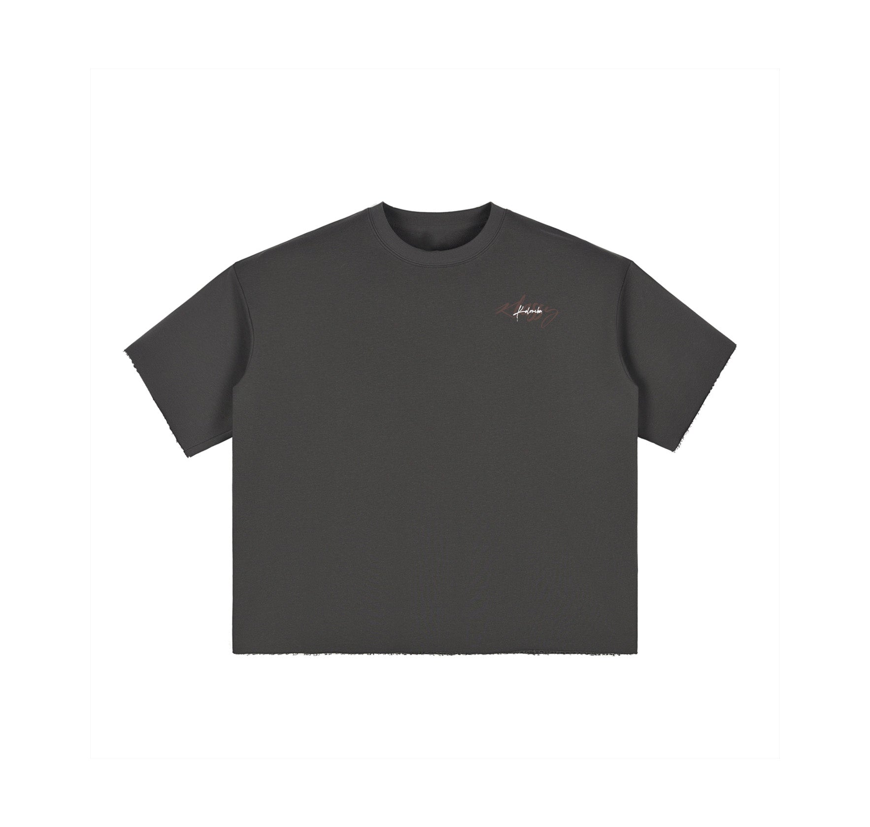 Boxy Half-Sleeve Raw-Edge T-Shirt