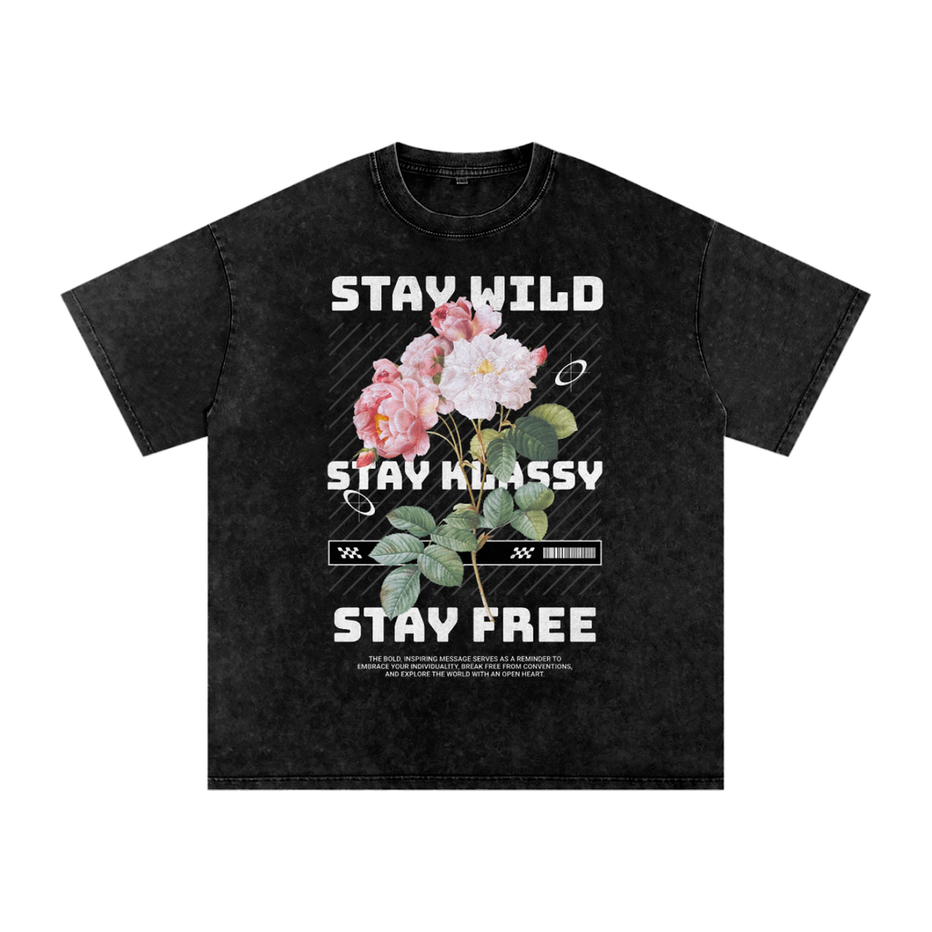 Camiseta extragrande con lavado ácido Stay Wild