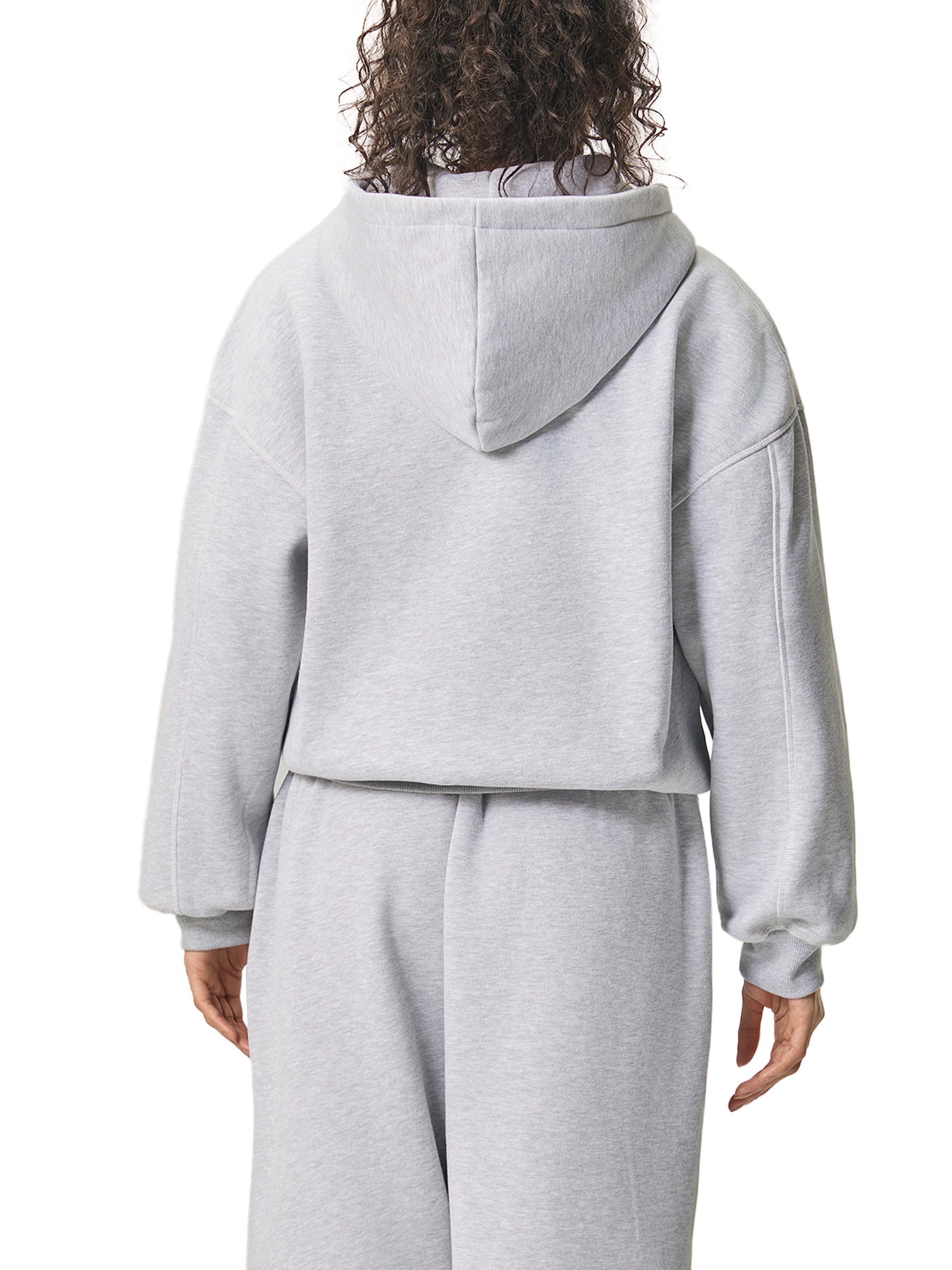 Contrast Stitched Boxy Fleece Hoodie