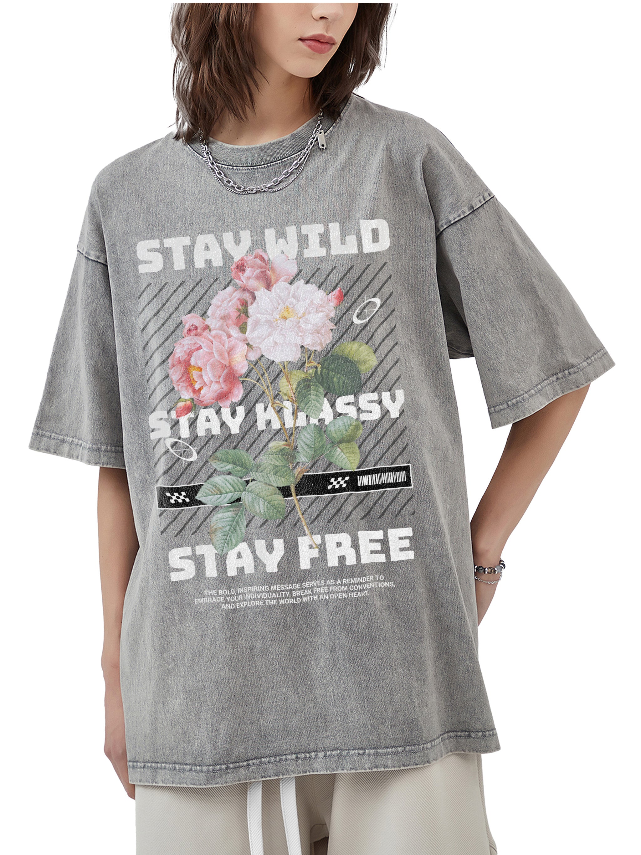 Stay Wild Acid Wash Oversize T-Shirt