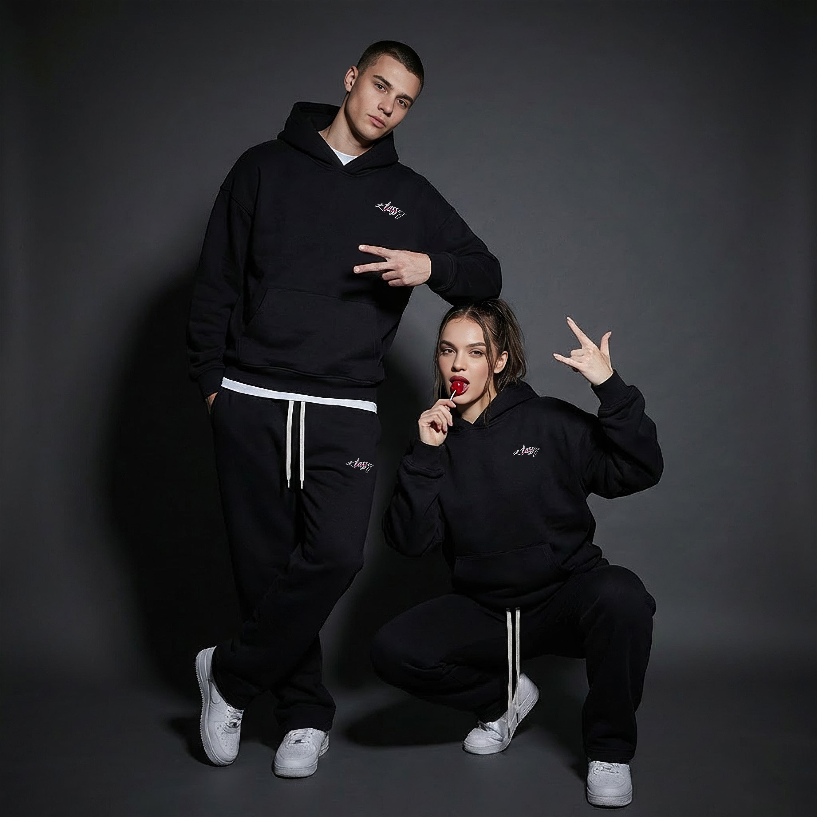 Black Oversize Fleeced Hoodie