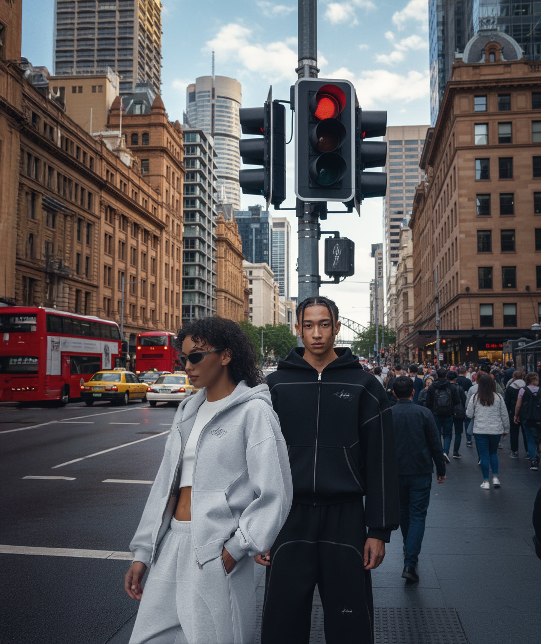 Contrast Stitched Boxy Fleece Hoodie